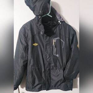 Mens Wantdo Mountain Windproof Waterproof Ski hooded zip up jacket black size Sm